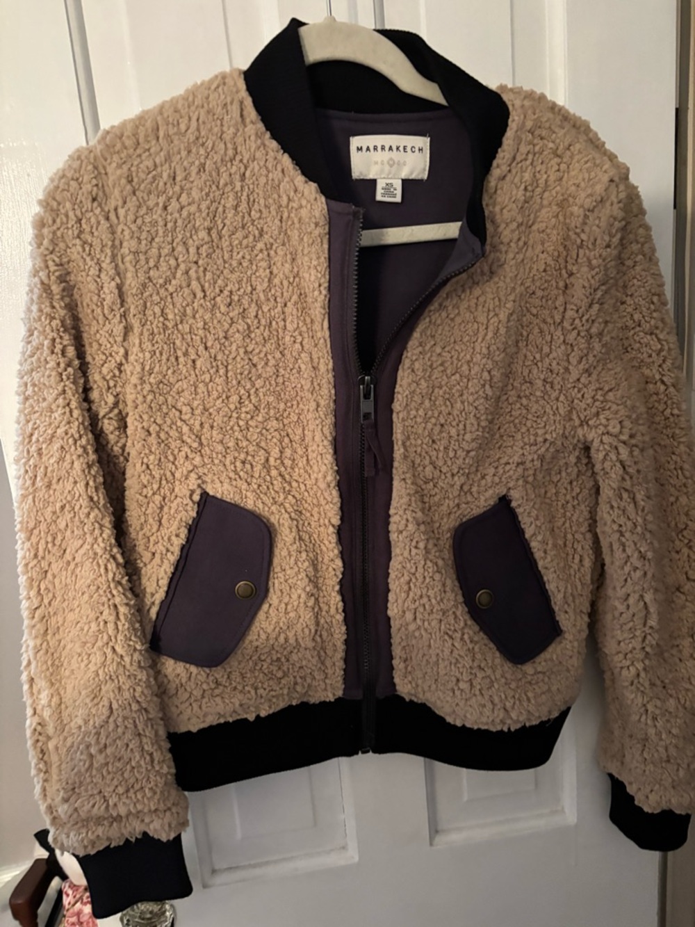 Anthropologie Marrakech Taupe Sherpa Bomber Jacket